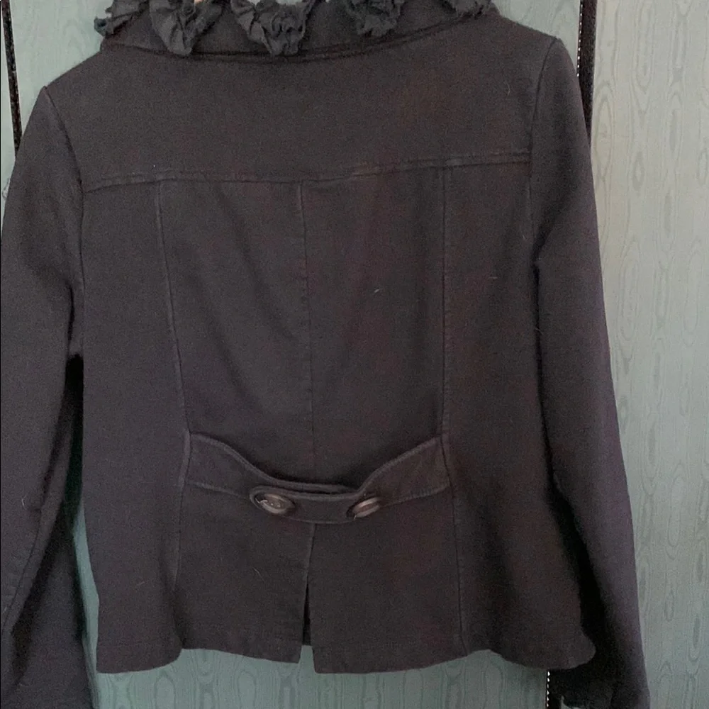 Moa Moa  Black Cropped Blazer with Ruffled Collar - Picture 5 of 5